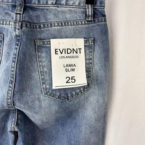 Anthropologie EVIDNT Slim Lamia Jeans Womens 26 Blue Split Ankle Expose Zip Fly - Picture 5 of 11